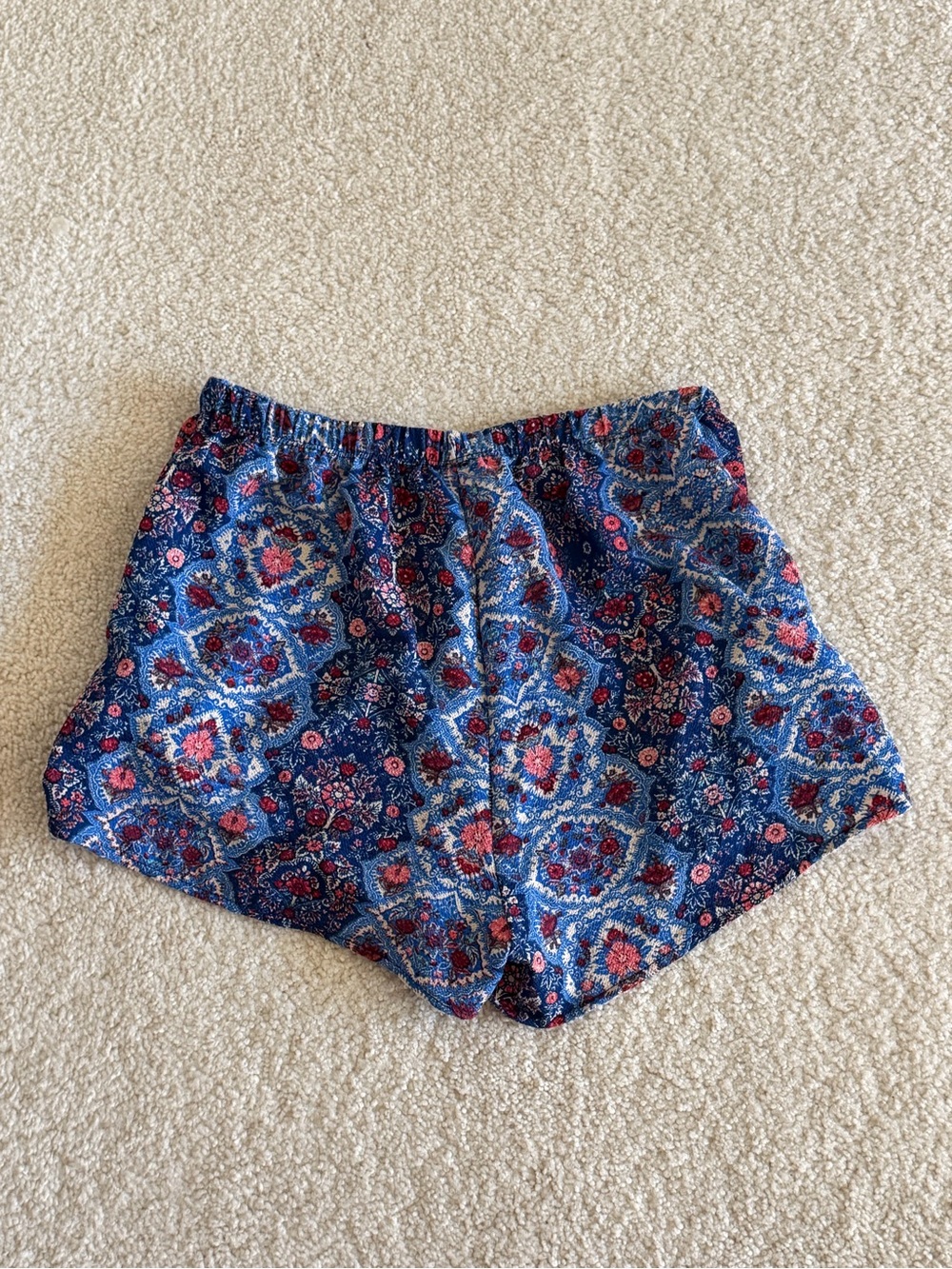 mahina Navy Blue Floral Elastic-Waist Women’s Shorts